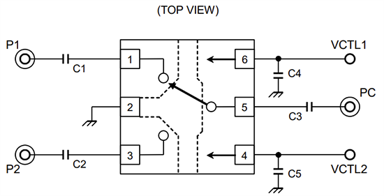 Application Circuit Diagram - Nisshinbo NJG1801K75 SPDT Switch GaAs MMIC